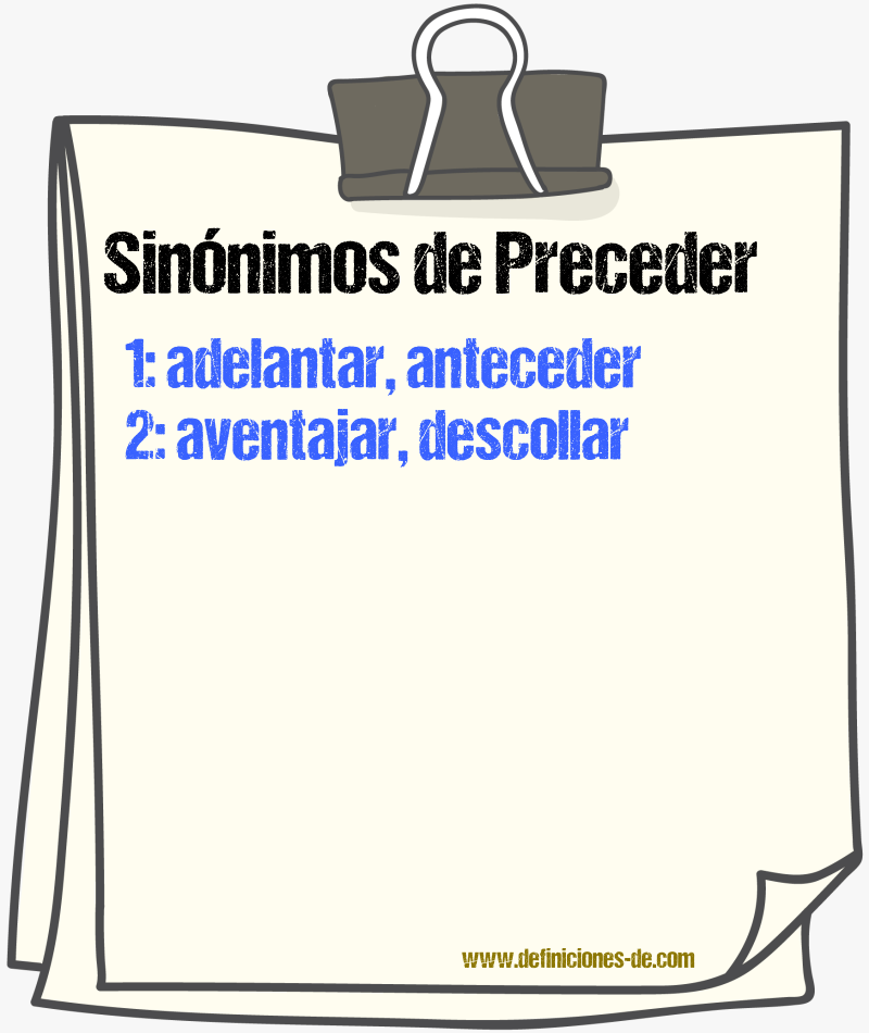 Sinnimos de preceder