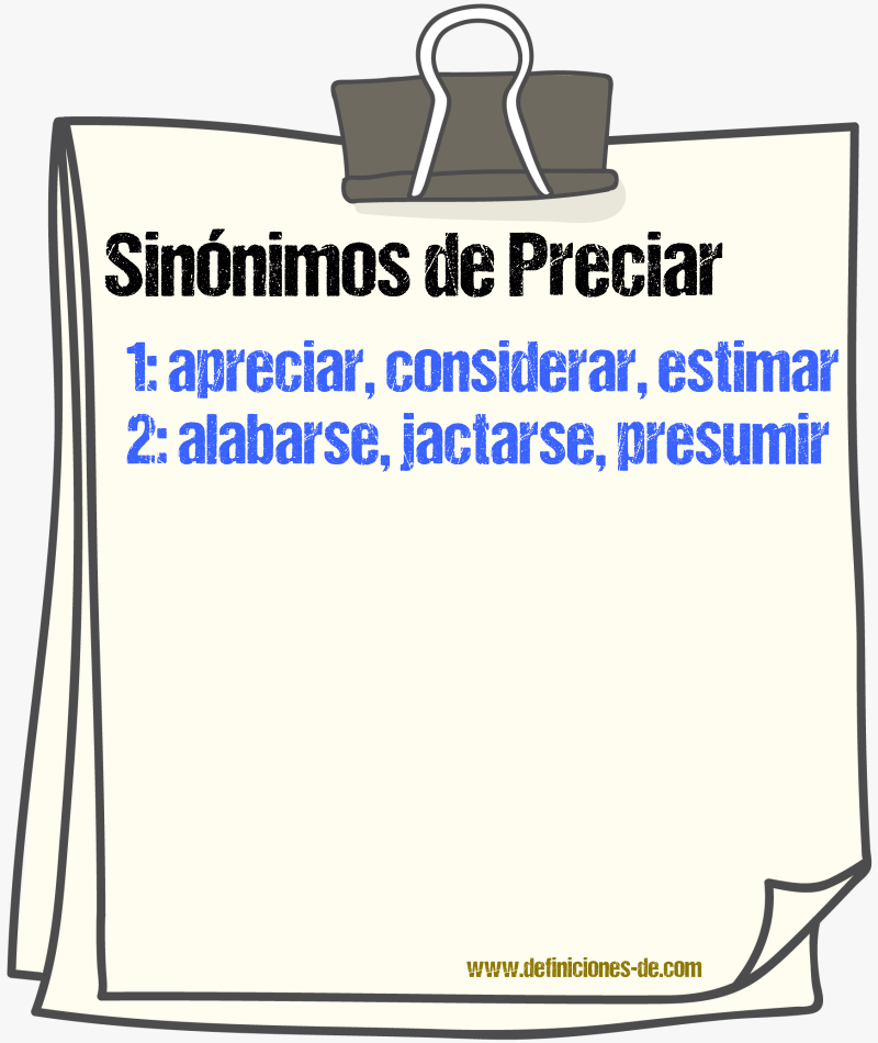 Sinnimos de preciar