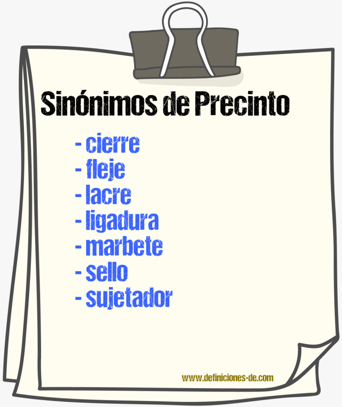 Sinnimos de precinto