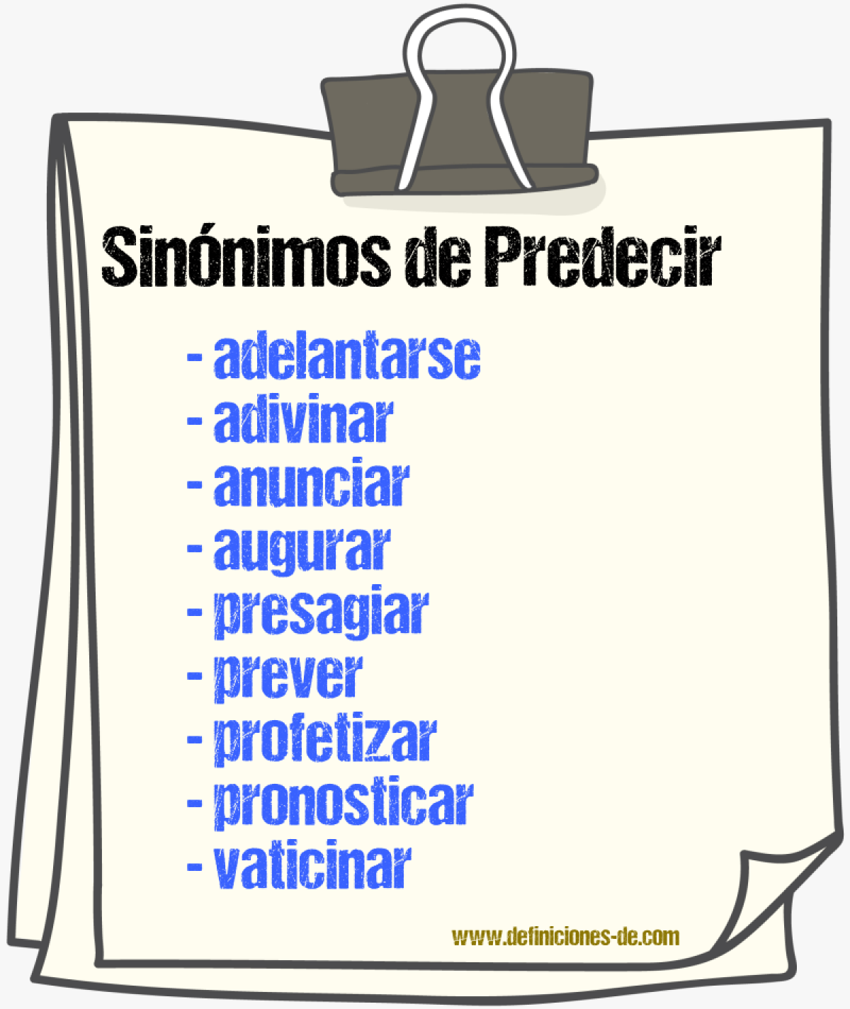 Sinnimos de predecir