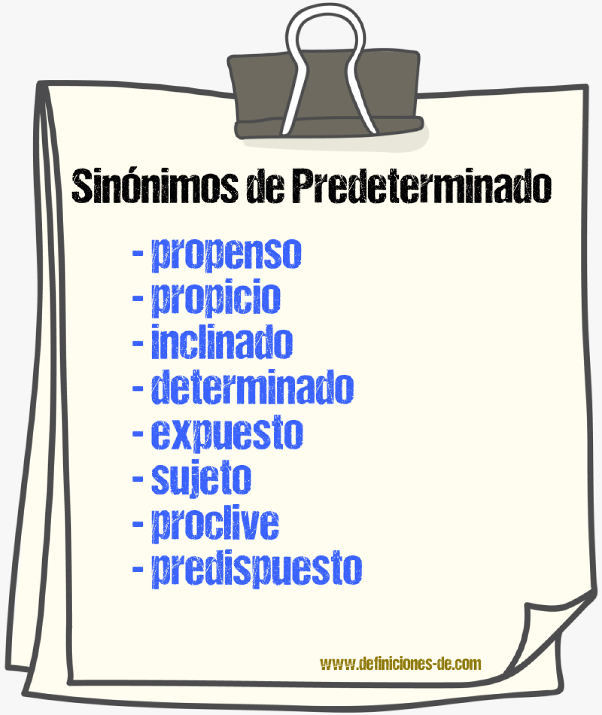 Sinnimos de predeterminado