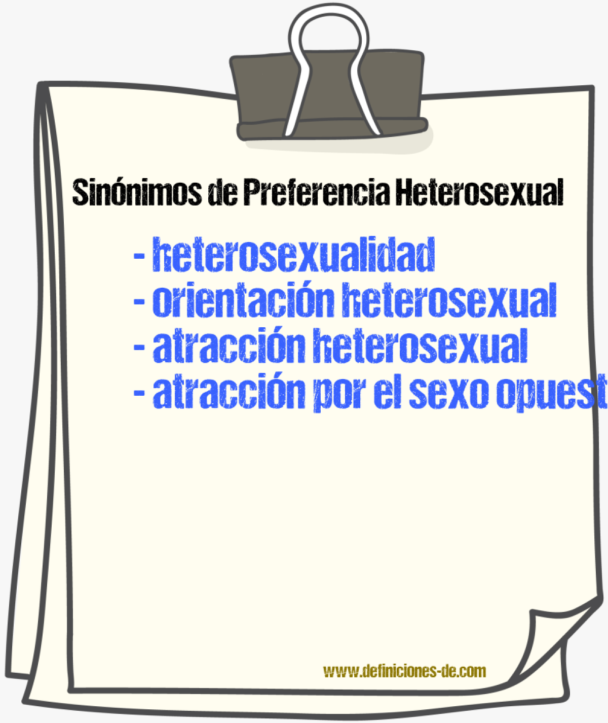 Sinónimos de preferencia heterosexual