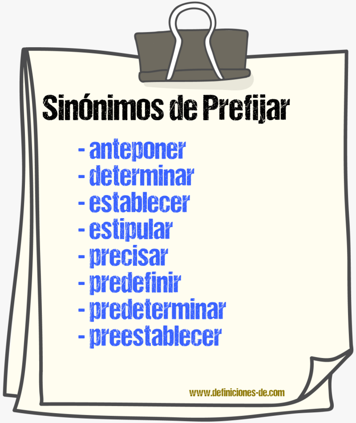 Sinnimos de prefijar