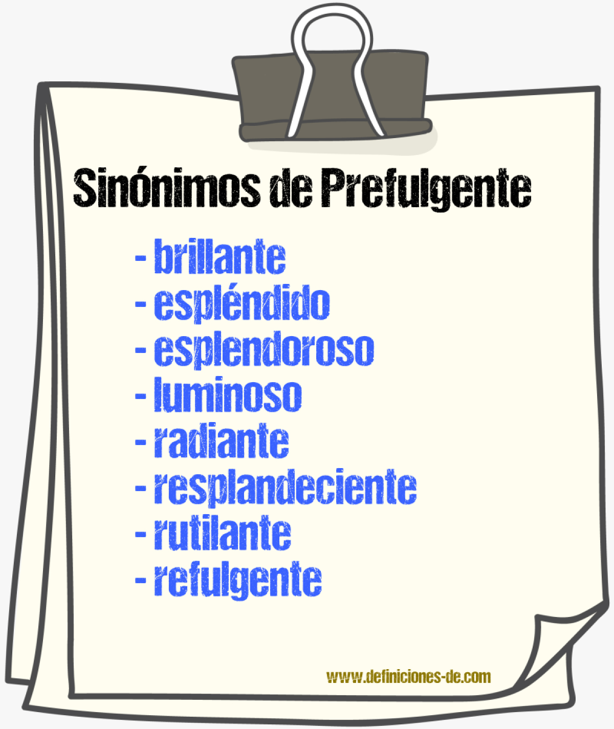 Sinnimos de prefulgente