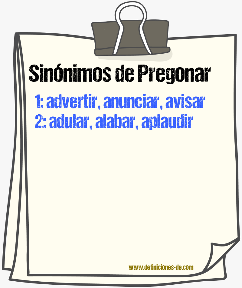 Sinnimos de pregonar