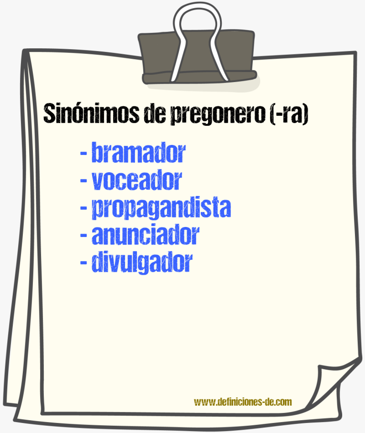 Sinnimos de pregonero