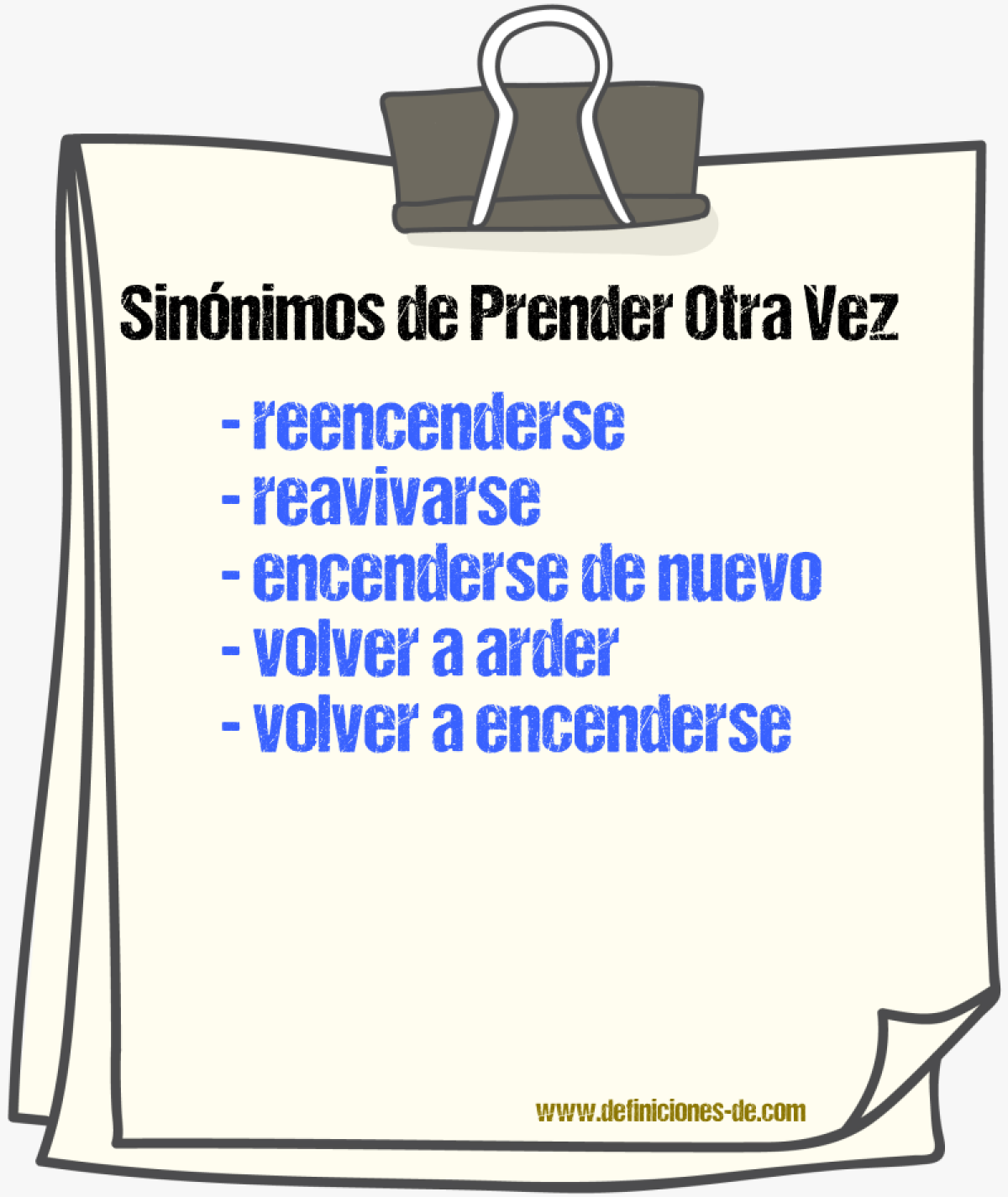 Sinónimos de prender otra vez