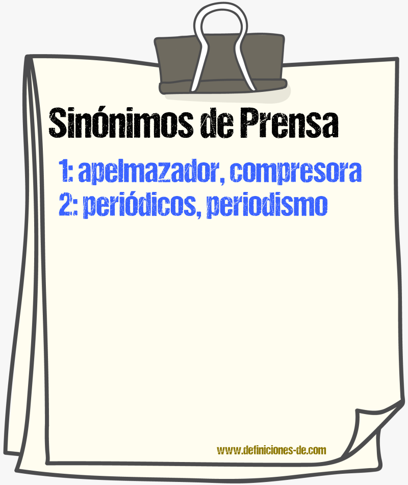 Sinnimos de prensa