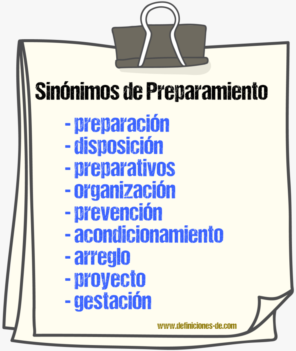 Sinnimos de preparamiento