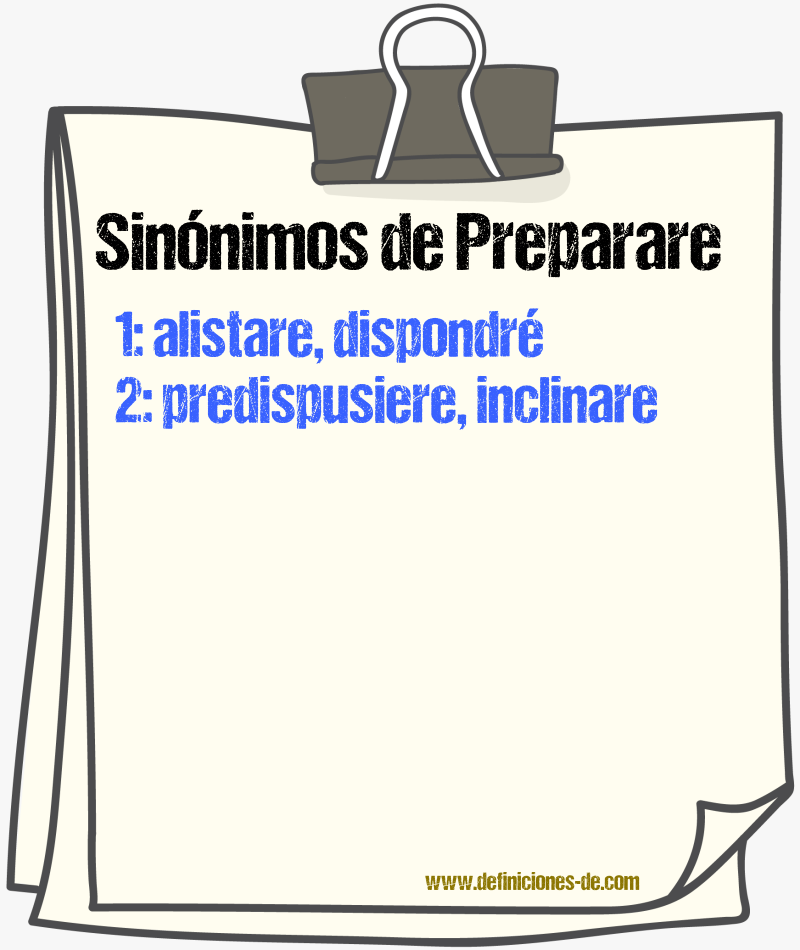 Sinónimos de preparare