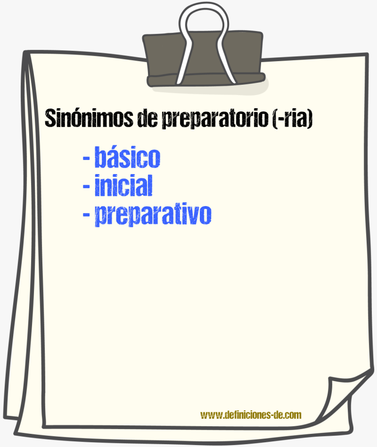 Sinnimos de preparatorio