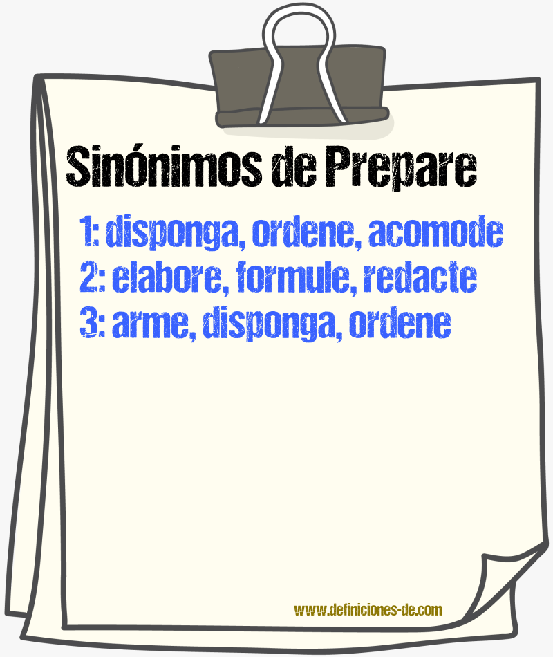 Sinónimos de prepare