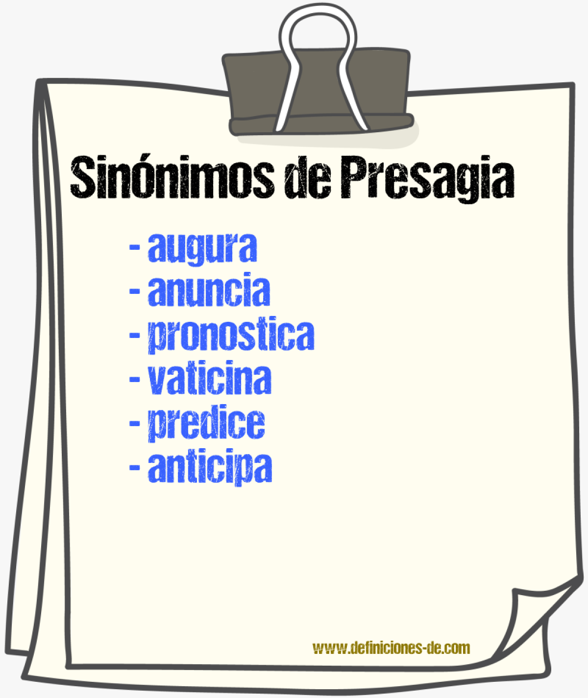 Sinónimos de presagia