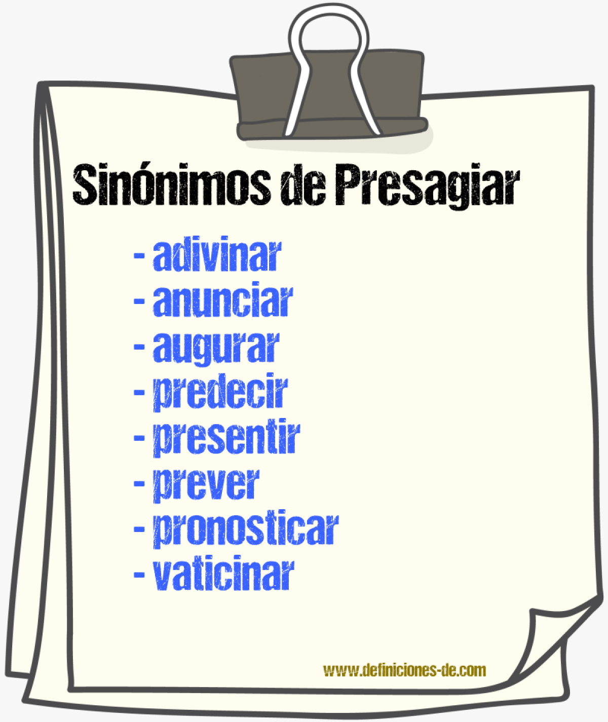 Sinnimos de presagiar