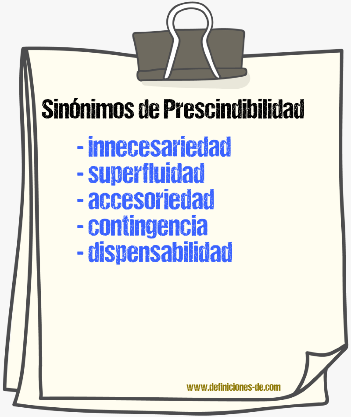 Sinónimos de prescindibilidad