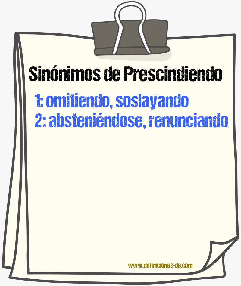 Sinónimos de prescindiendo