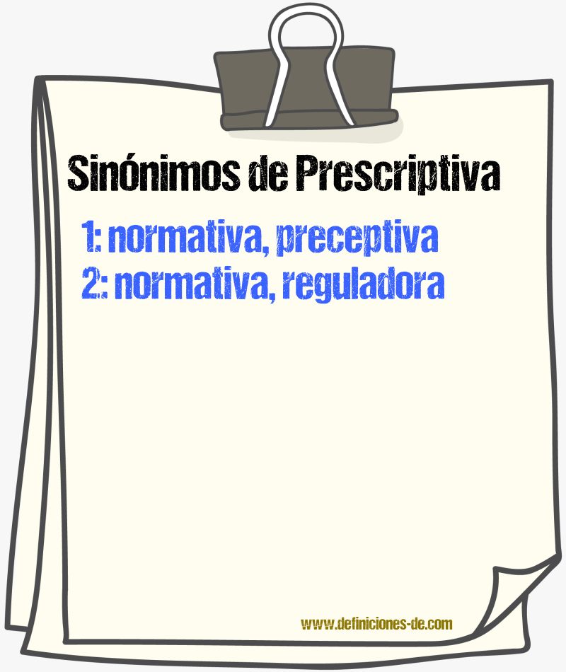 Sinónimos de prescriptiva