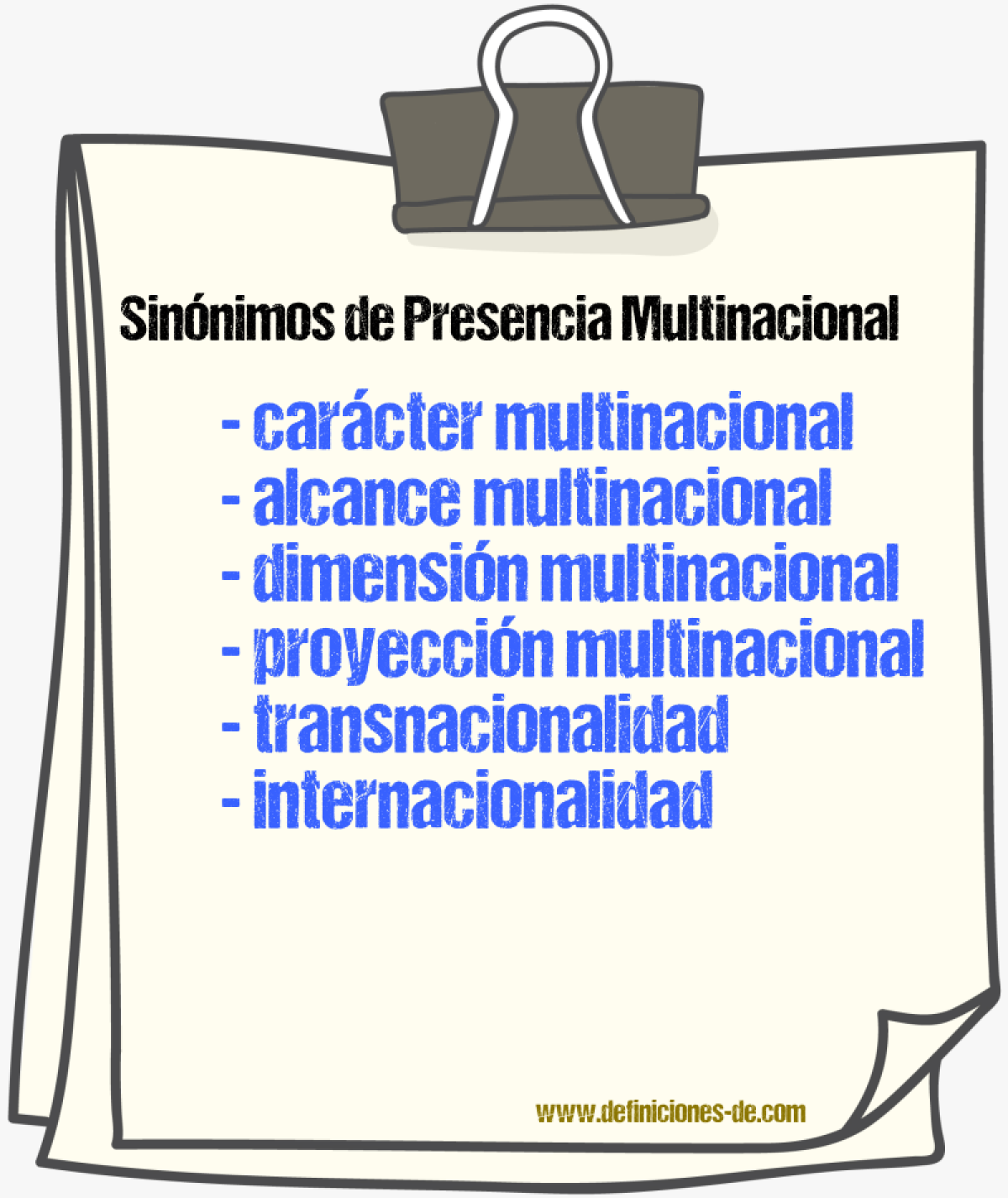 Sinónimos de presencia multinacional