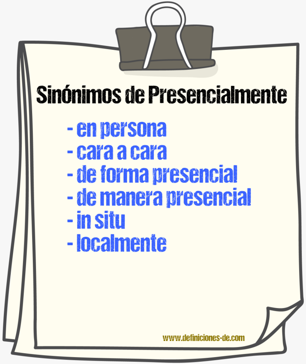 Sinónimos de presencialmente