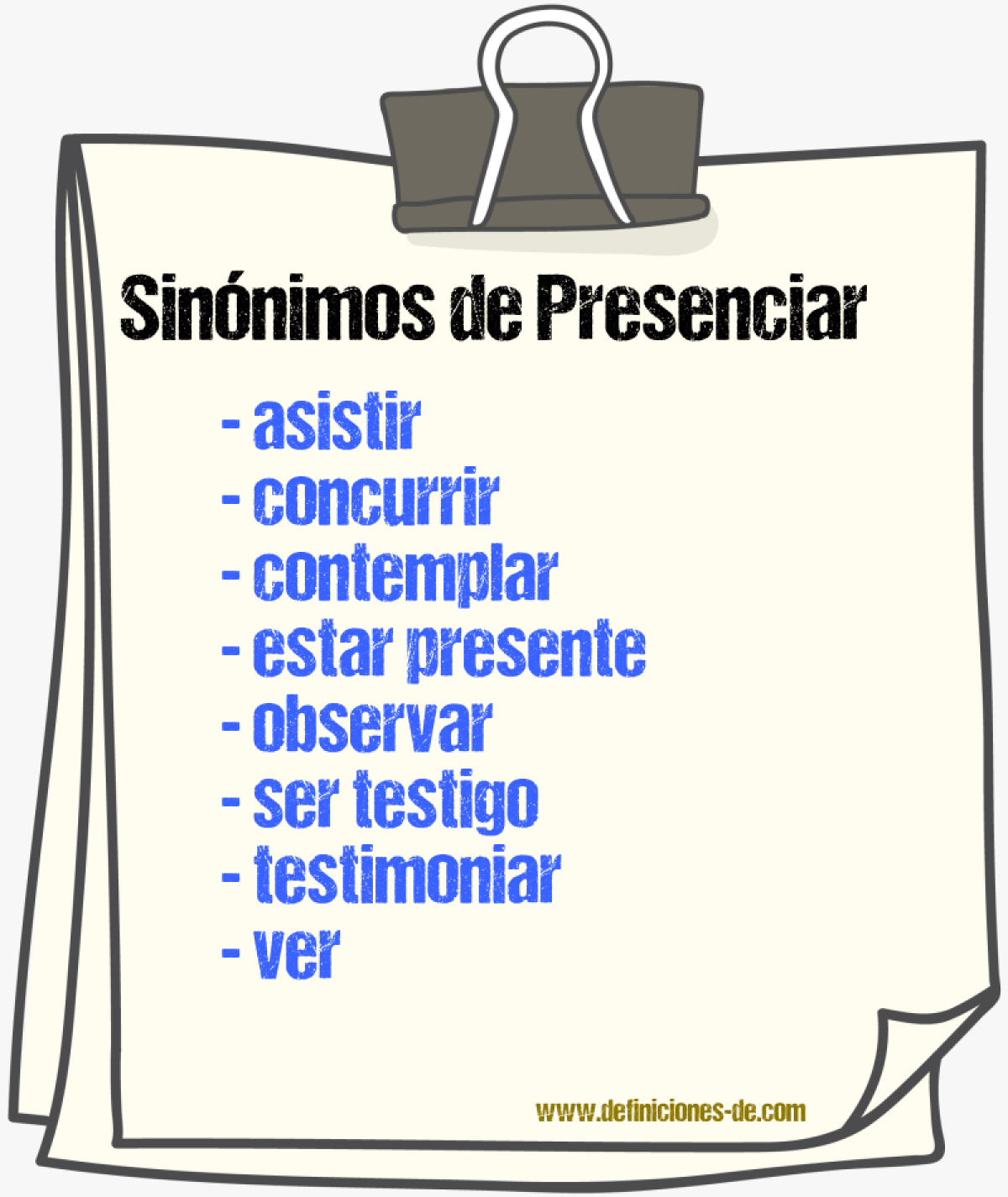 Sinnimos de presenciar