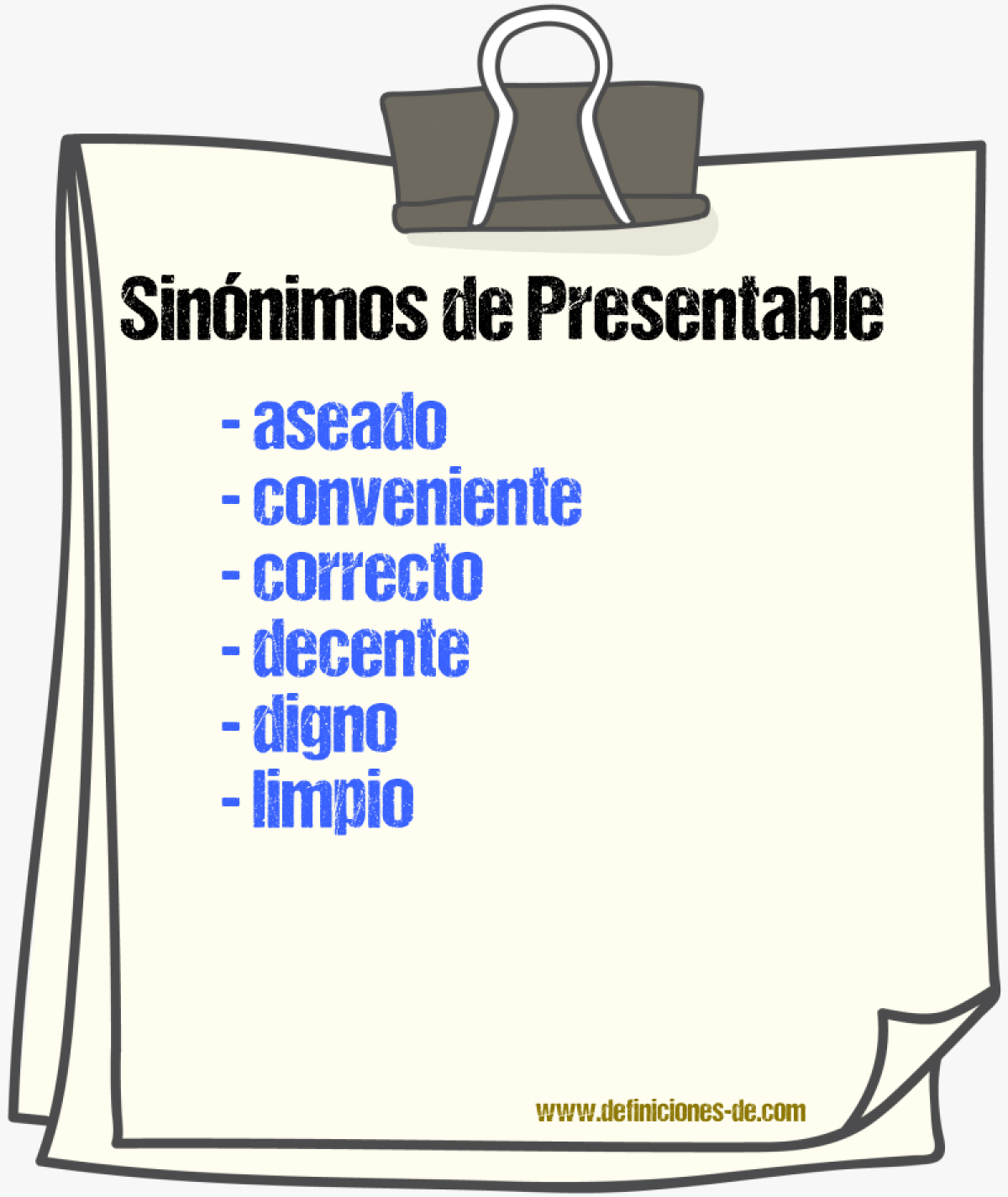 Sinnimos de presentable