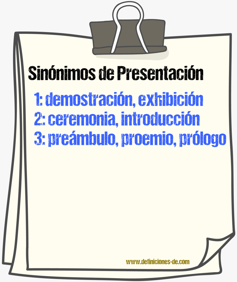 Sinnimos de presentacin