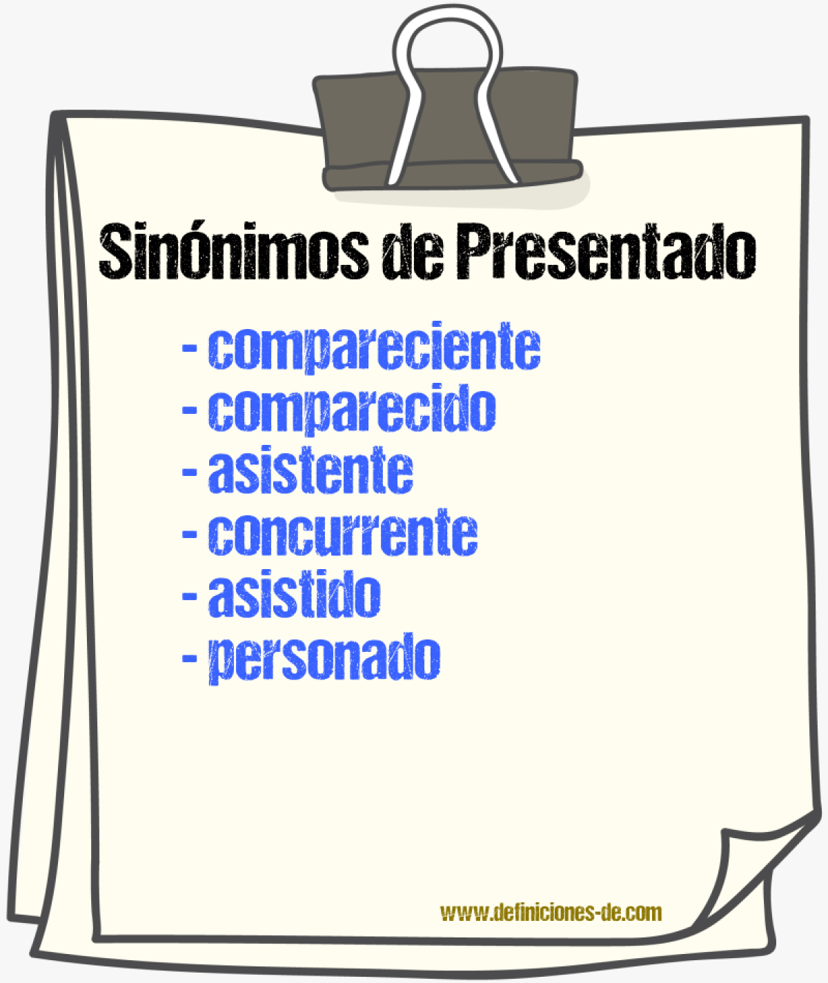 Sinónimos de presentado