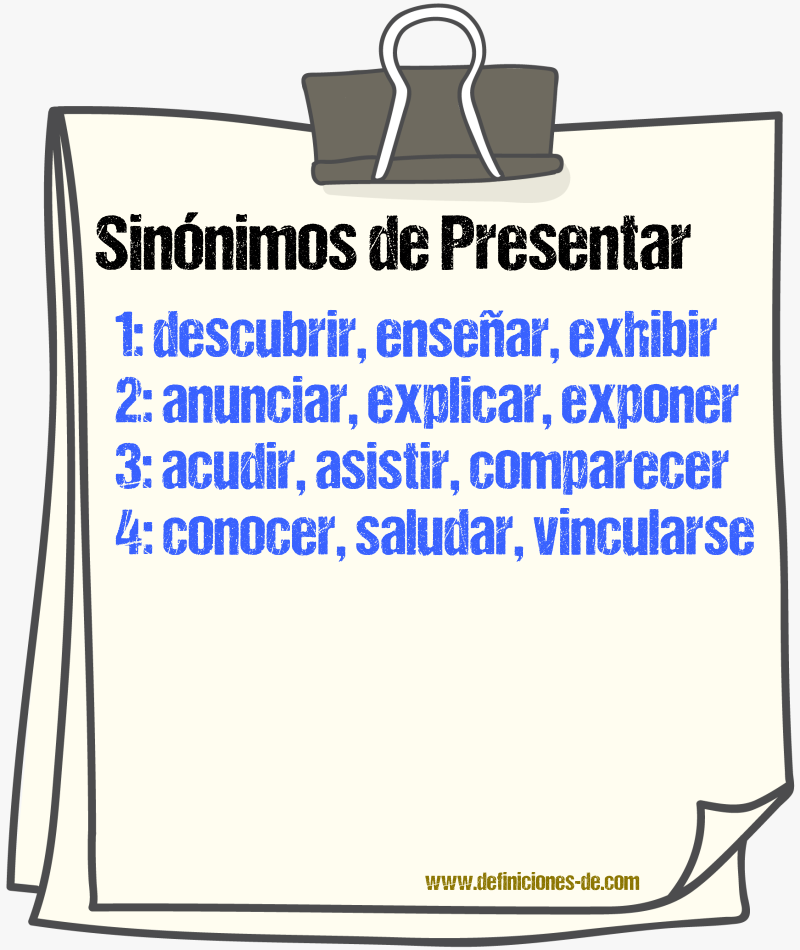 Sinnimos de presentar