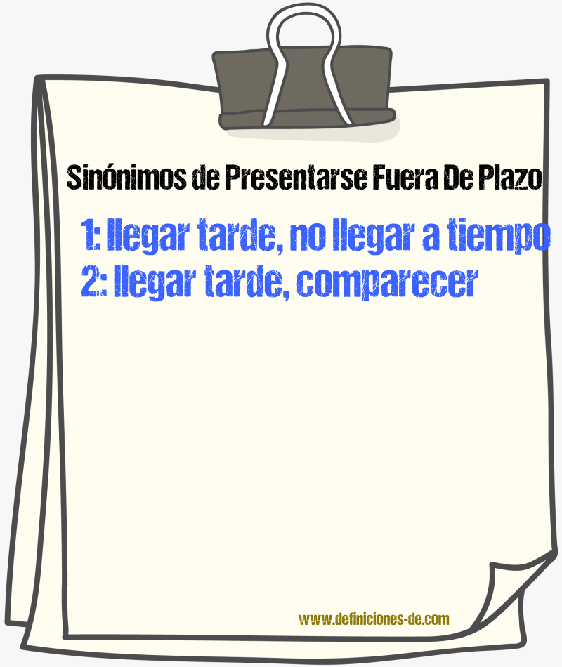 Sinónimos de presentarse fuera de plazo