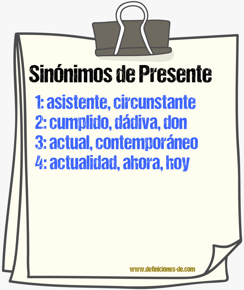 Sinnimos de presente