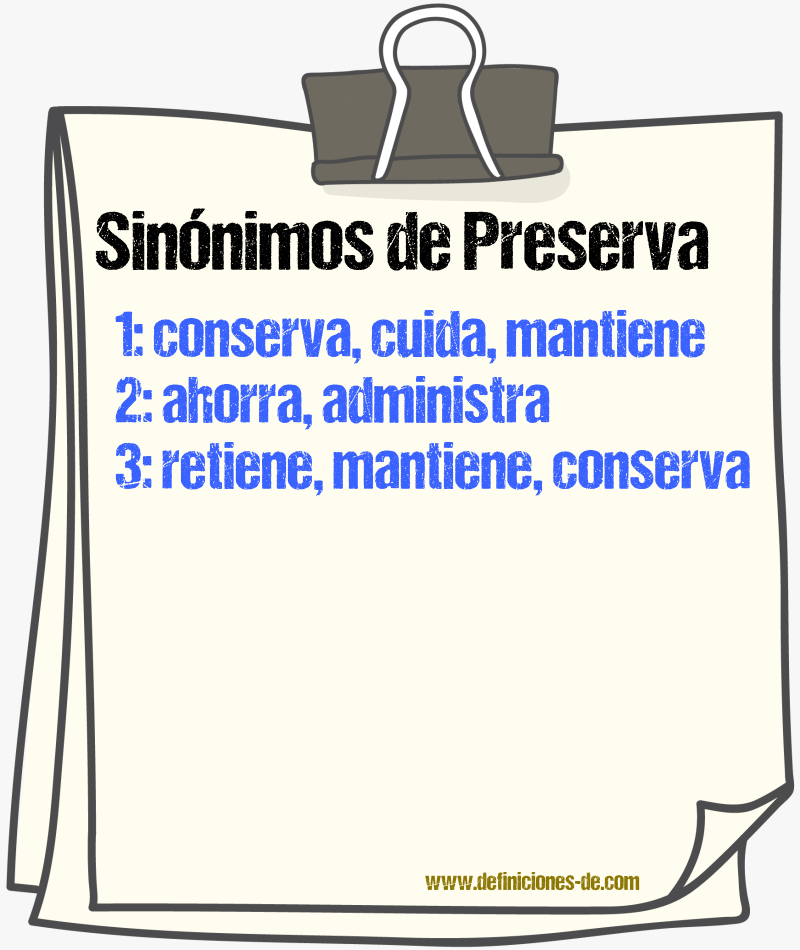 Sinónimos de preserva