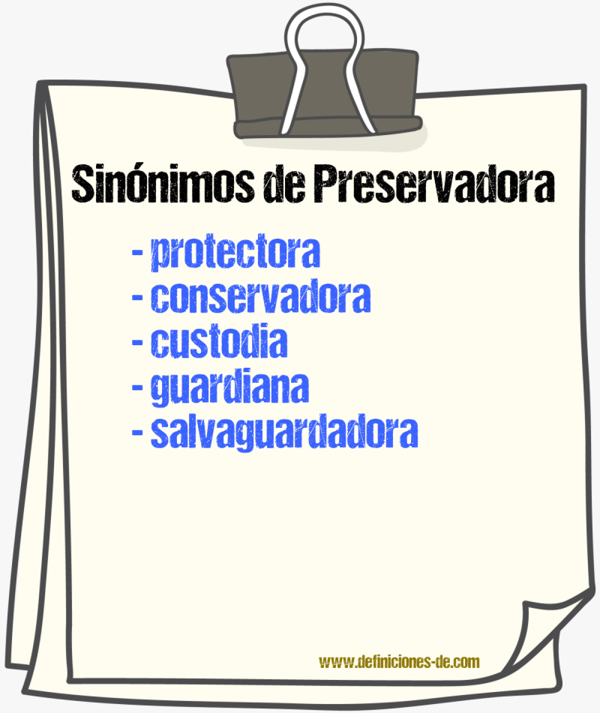 Sinónimos de preservadora