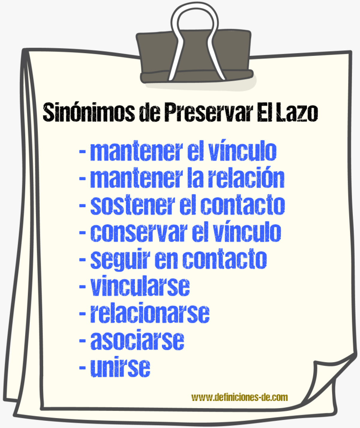 Sinónimos de preservar el lazo
