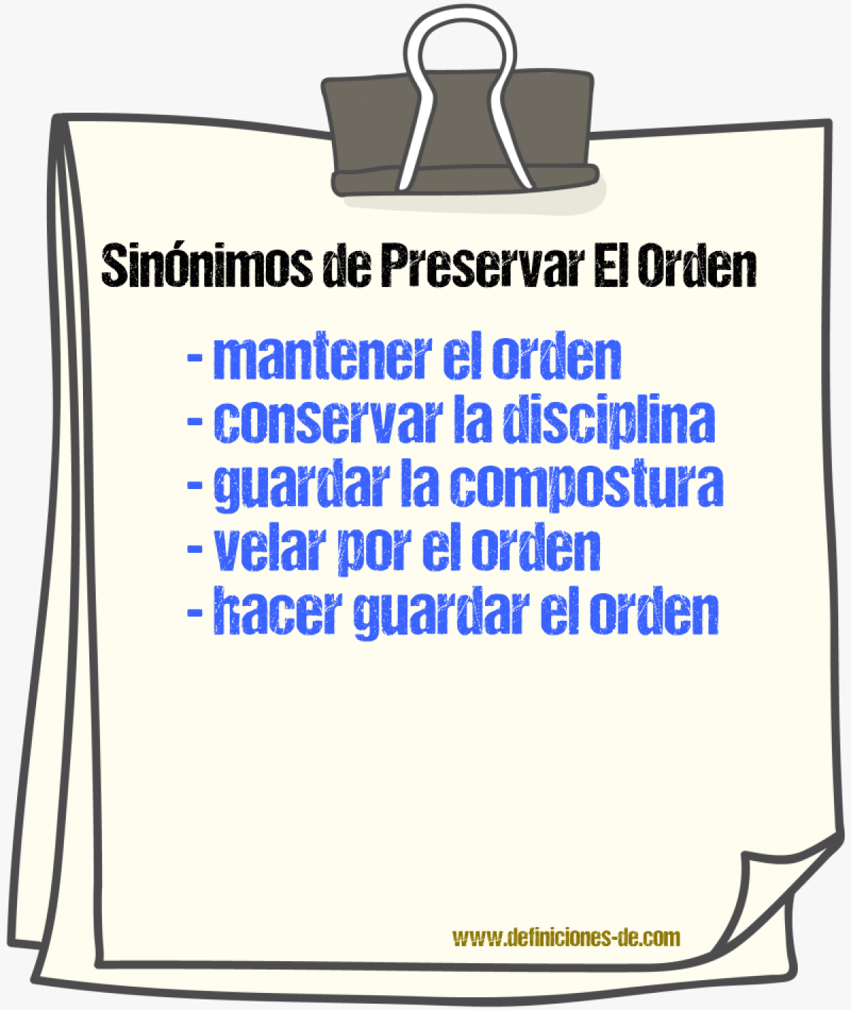 Sinónimos de preservar el orden