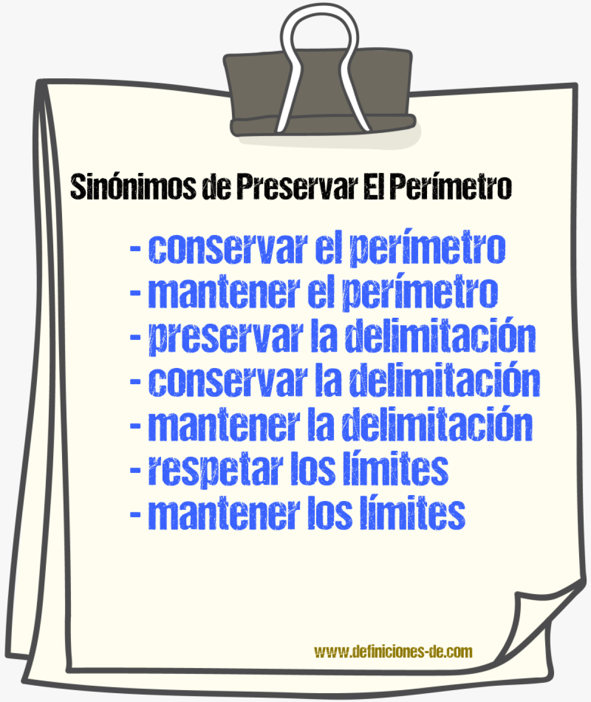Sinónimos de preservar el perímetro