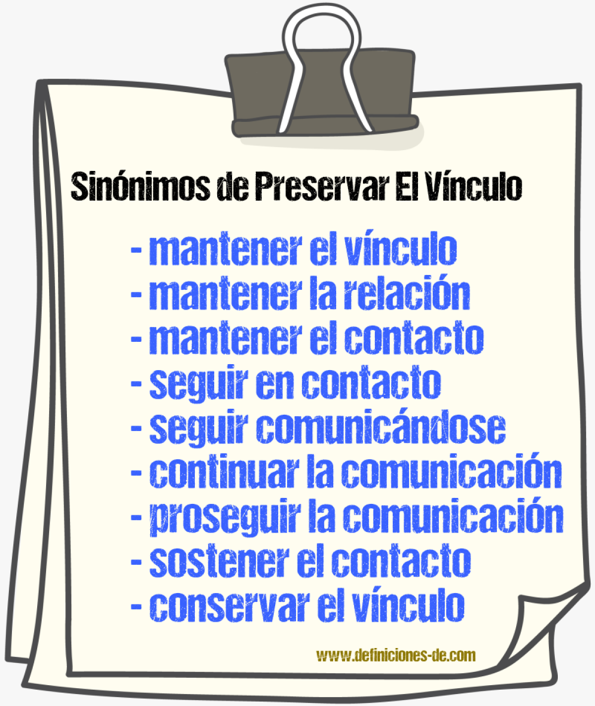 Sinónimos de preservar el vínculo