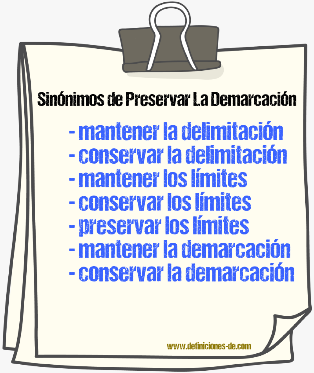 Sinónimos de preservar la demarcación