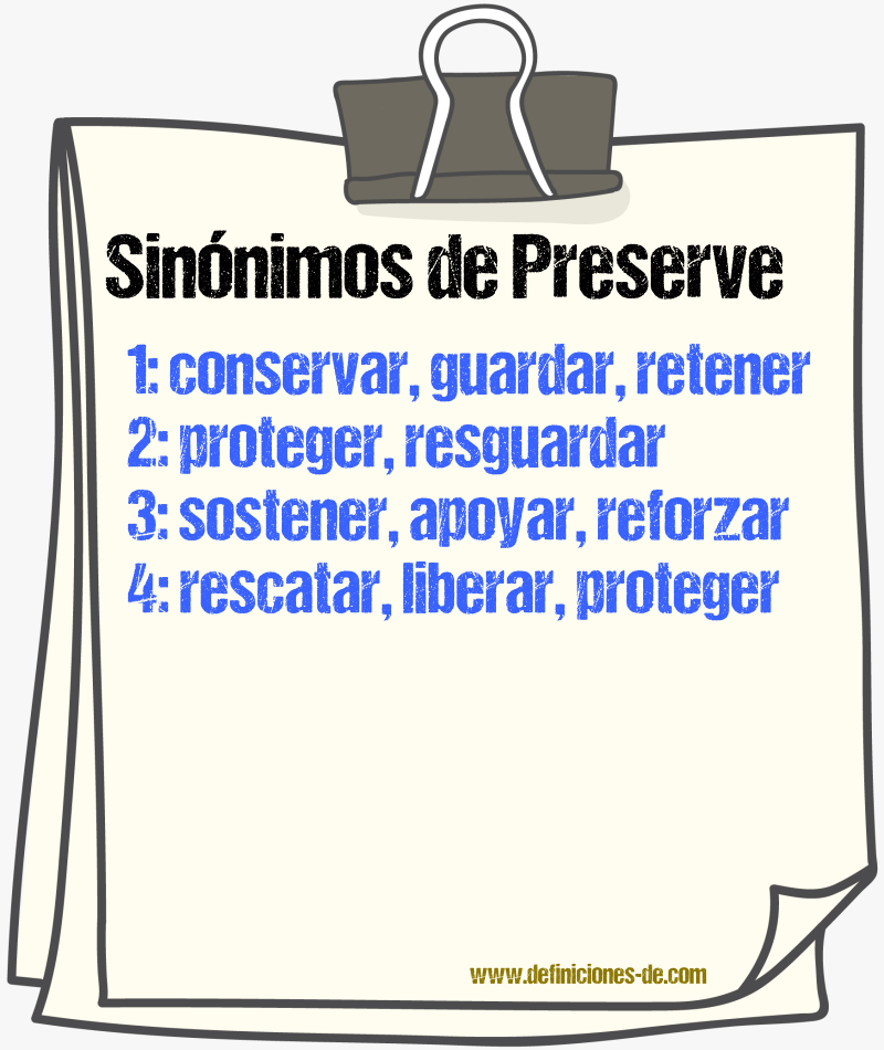 Sinónimos de preserve