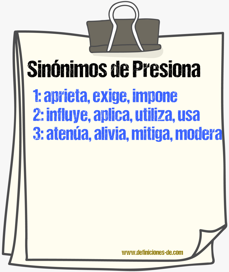 Sinónimos de presiona