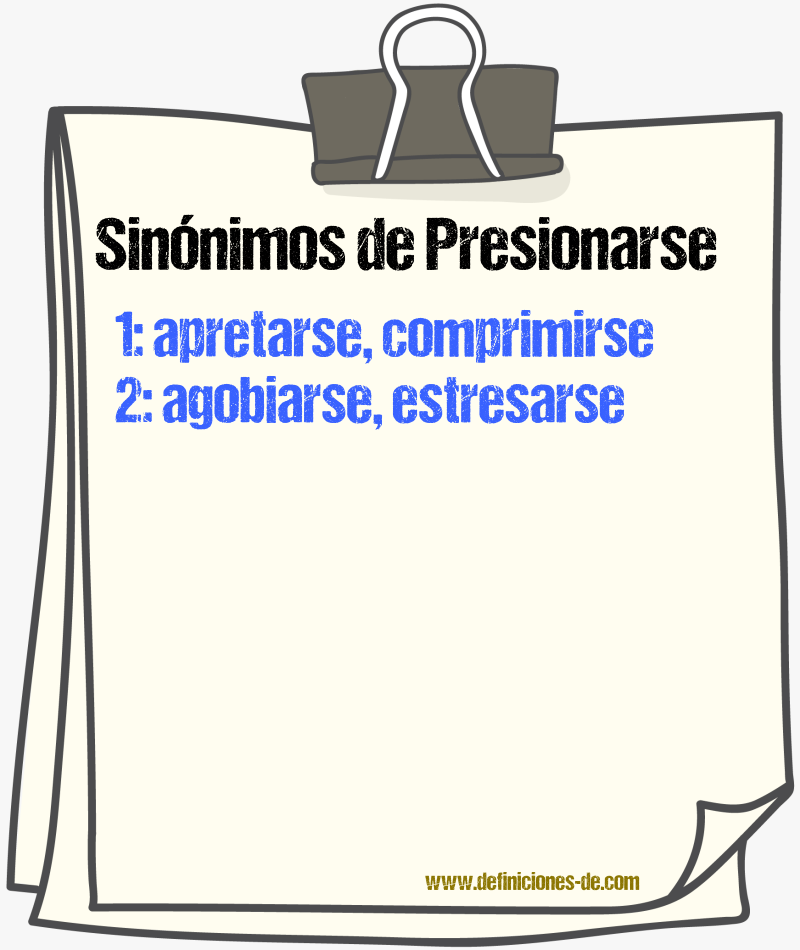 Sinónimos de presionarse