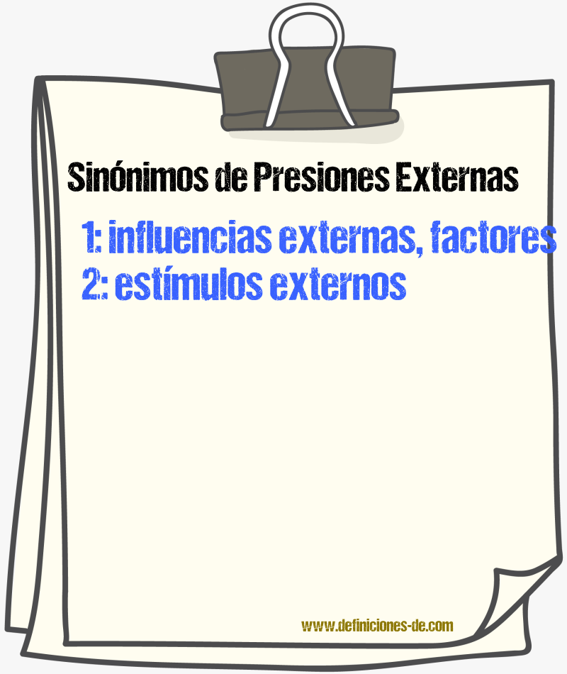 Sinónimos de presiones externas