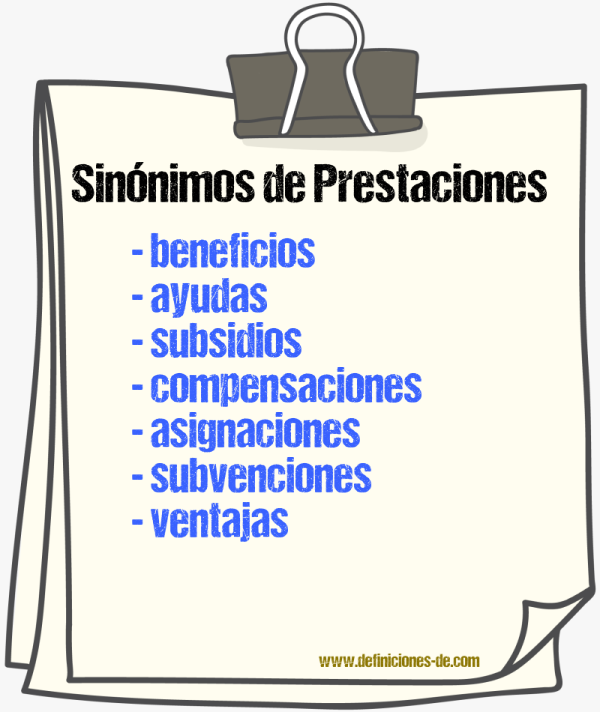 Sinónimos de prestaciones