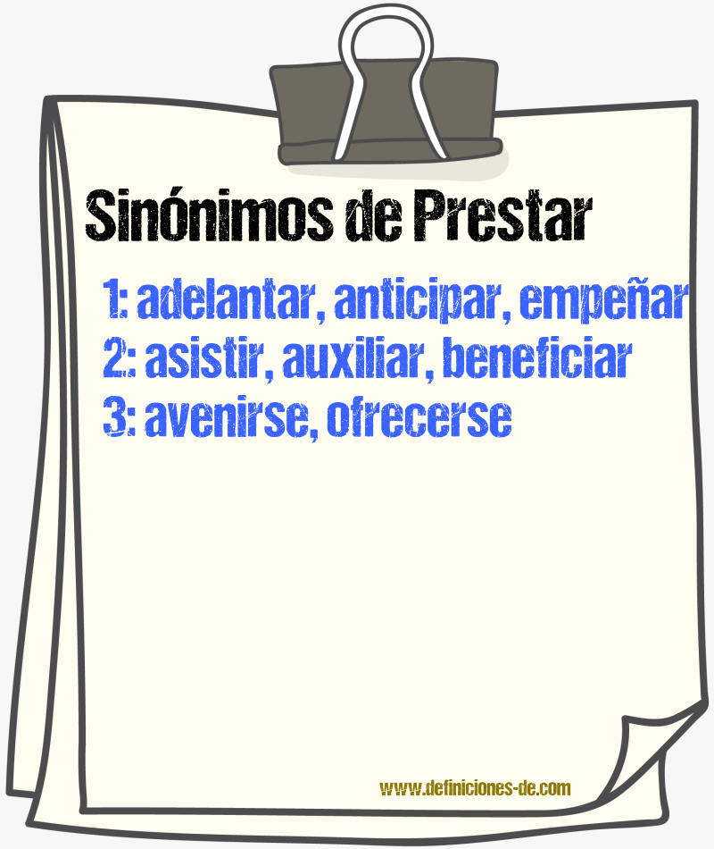 Sinnimos de prestar