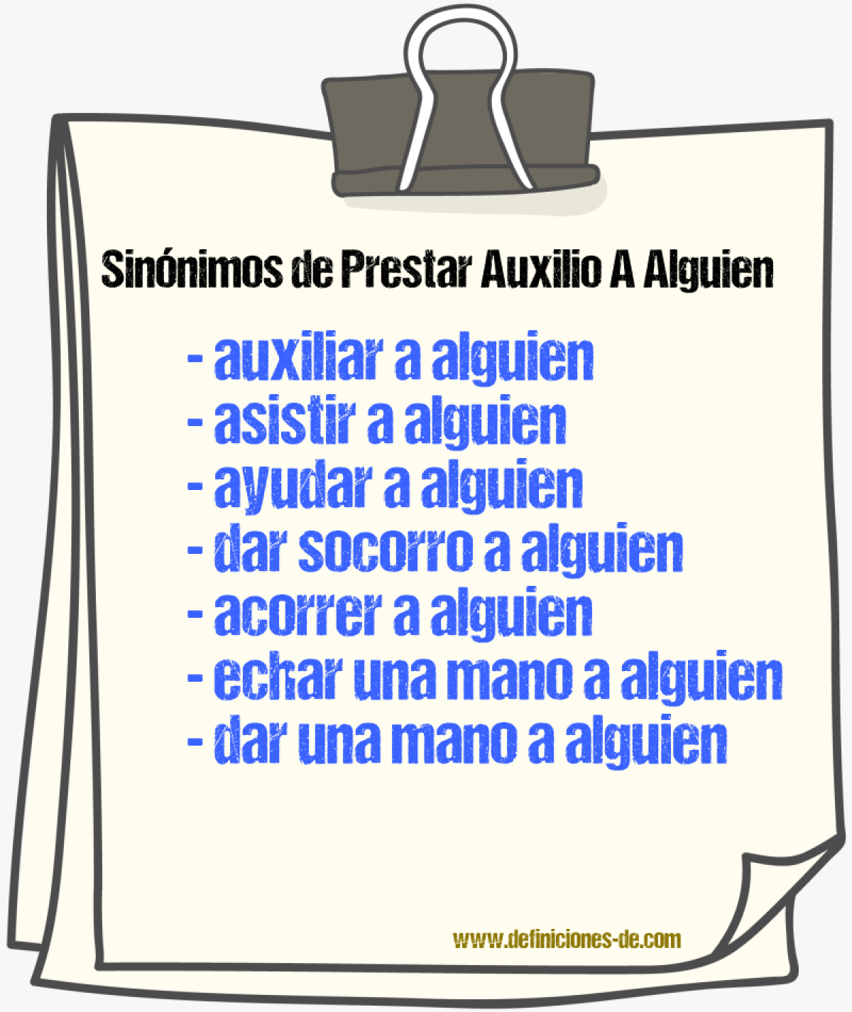 Sinónimos de prestar auxilio a alguien