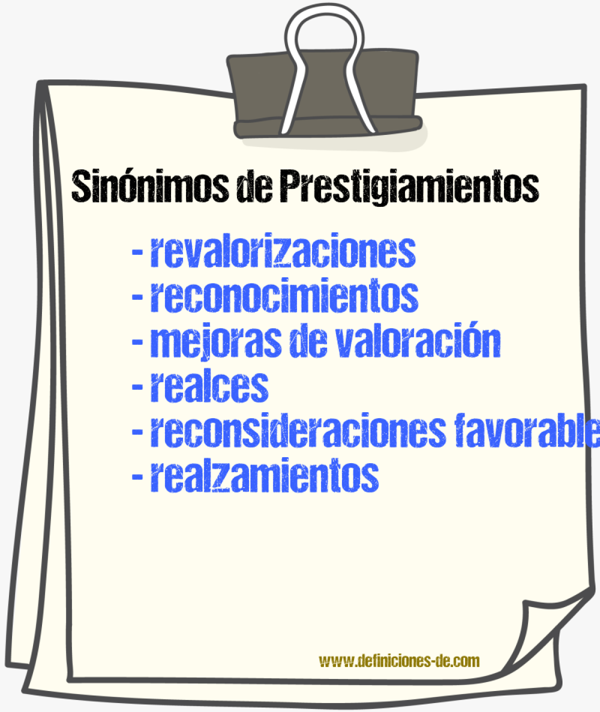 Sinónimos de prestigiamientos