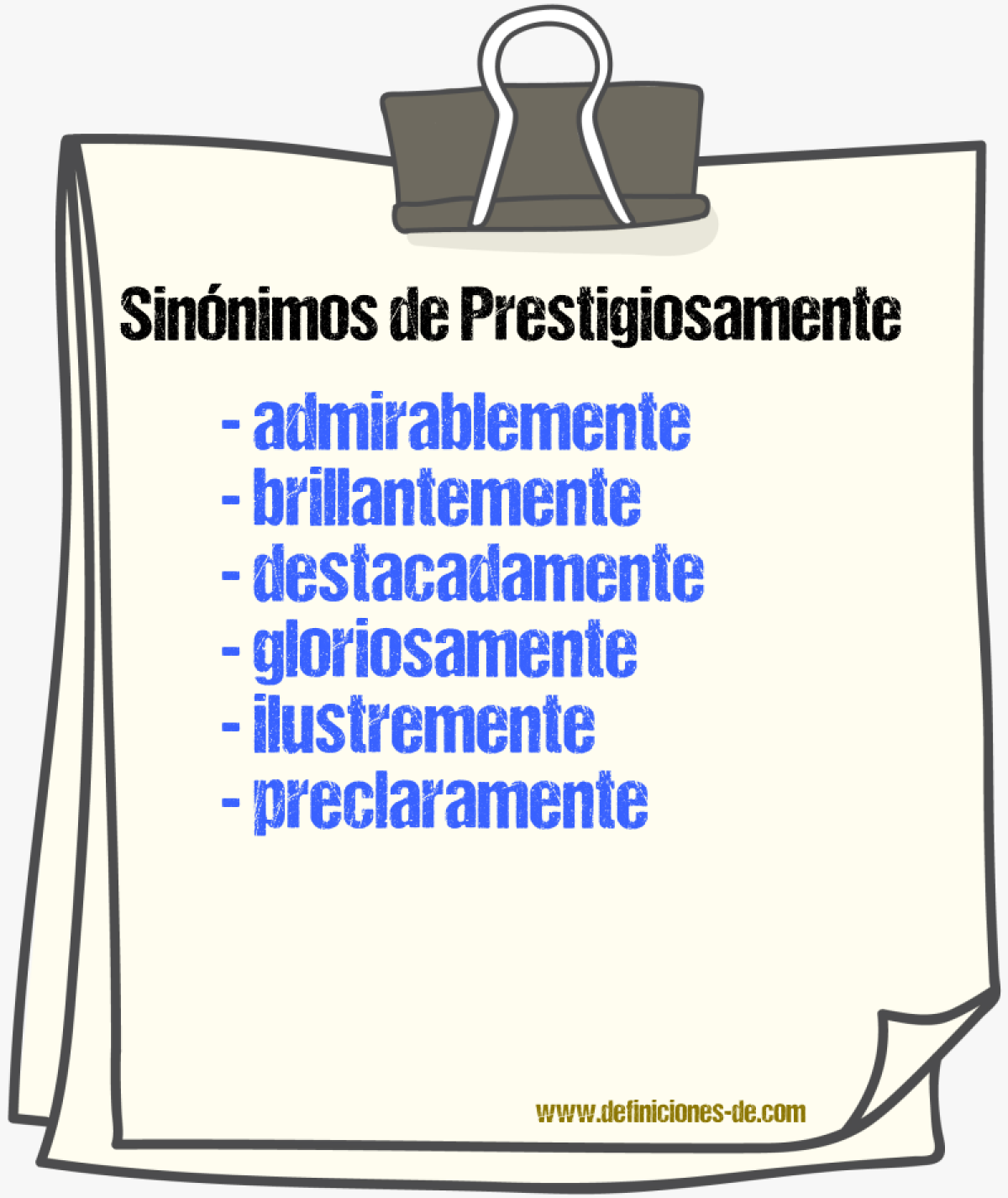 Sinnimos de prestigiosamente