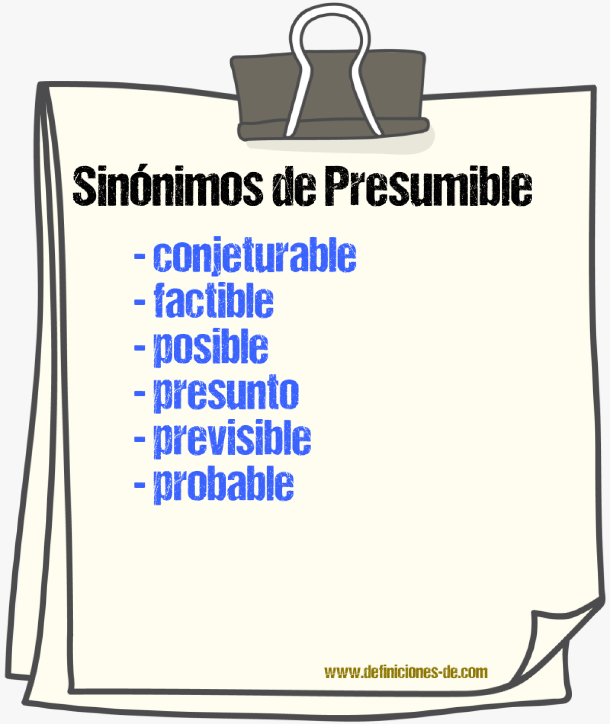 Sinnimos de presumible