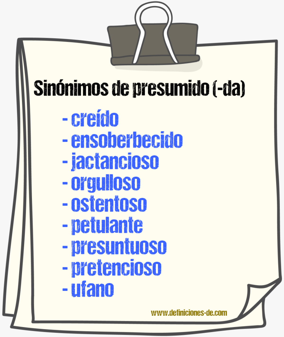 Sinnimos de presumido