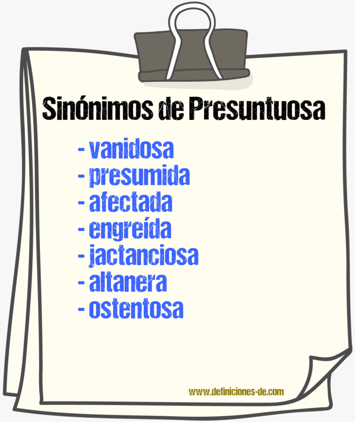Sinónimos de presuntuosa