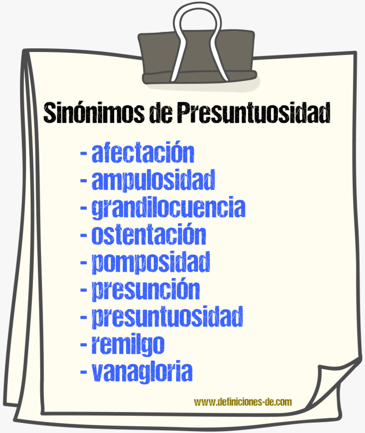 Sinnimos de presuntuosidad